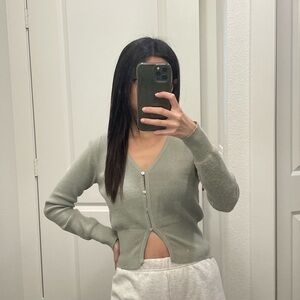 Mint green split cardigan